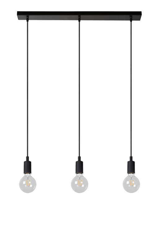 Lucide FIX - Hanglamp - 3xE27 - Zwart - uitgezet